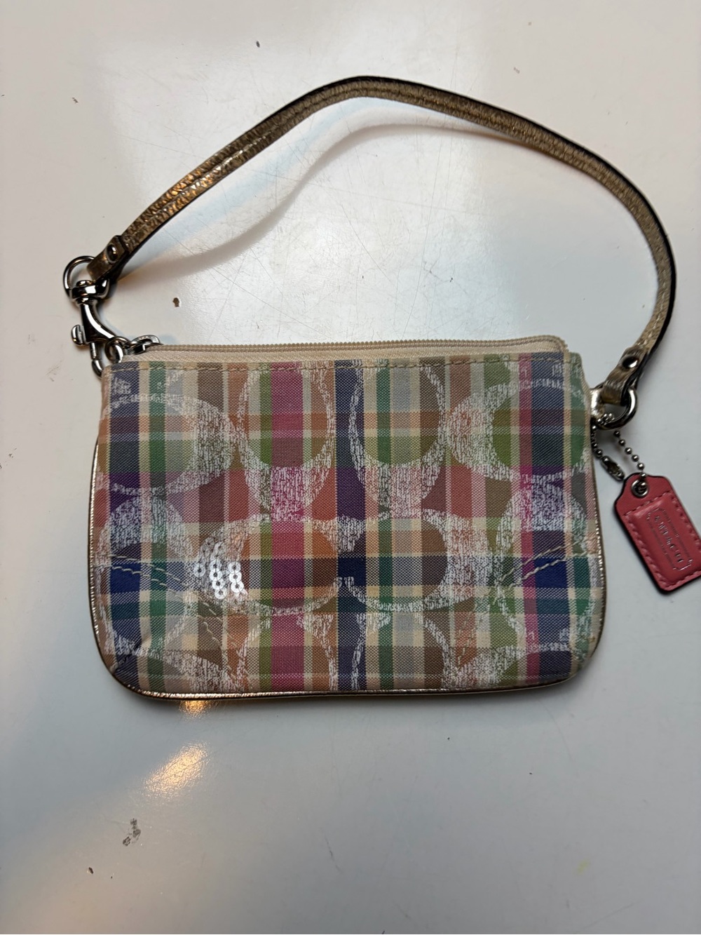 Coach multicolor plaid vtg wristlet